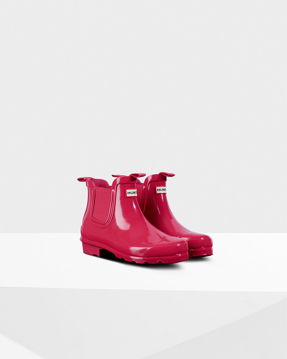 Bottes Chelsea Hunter Original Grands Gloss Enfant Rose VJKIDYG-46